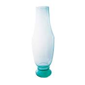 Vase décoratif en verre soufflé bleu vert transparent