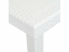 Vidaxl table de jardin blanc 220x90x72 cm plastique aspect de rotin 45607