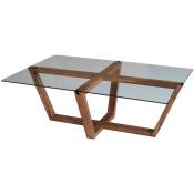 Wellhome - Tables Basses Rhin Design en Verre trempé en couleur Nogal - Nogal