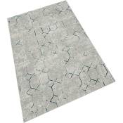 Wellhome - Tapis salon en polyester Hexagon Grise -