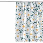 Xinuy - Rideaux de douche en tissu de fleurs de fleurs bleues et blanches de conception ensoleillée de style simple pour la décoration de salle de