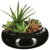 Atmosphera - Composition des plantes arificielles vase en céramique H6 cm noir H6cm créateur d'intérieur - Noir