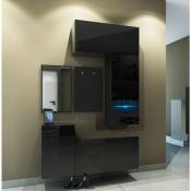 Azura Home Design - Ensemble meubles d'entrée muraux et miroir ledox LX6, noir