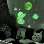 Bébé éléphant lune autocollant mural lumineux pour bébé enfants chambre chambre décoration décalcomanies lueur dans le noir combinaison autocollants