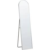 Beliani - Miroir sur Pied 36 x 150 cm Ovale Encadré Support Pleine Longueur Argenté Bagnolet - Argenté