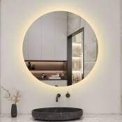 Biubiubath - Miroir de salle de bain led rond de 100 cm avec rétro-éclairage sans cadre, tricolore + anti-buée + mémoire + gradation infinie