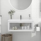 Cadre de lavabo de salle de bain mural Blanc 79x38x31 cm Fer - Blanc