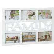Cadre photos pêle-mêle 6 photos Galerie collage cadre mural Family famille 33 x 48 cm, blanc - Relaxdays