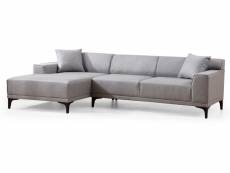 Canapé d'angle à gauche moderne en tissu gris clair avec 2 coussin tivano 250 cm