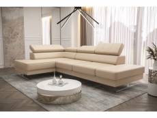 Canapé d'angle en cuir emporio mini 300 x180 cm en plusieurs couleurs - couleur: beige - angle: gauche Azura-44762_20405