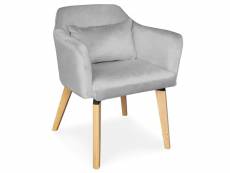 Chaise / fauteuil scandinave shaggy velours argent