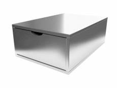 Cube de rangement bois 75x50 cm + tiroir gris aluminium
