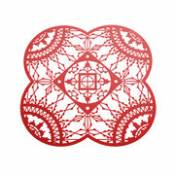 Dessous de verre Petal Italic Lace / 10 x 10 cm - Lot de 4 - Driade rouge en métal