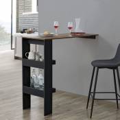 [en.casa] - Table de Bar Bromölla 120 x 45 x 106 cm Effet Chêne Foncé Noir