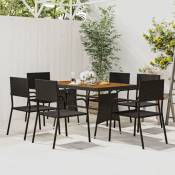 Ensemble Table et Chaise de Jardin 7 pcs - Mobilier à dîner d'extérieur Résine tressée Noir BV631125