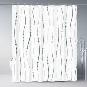 Ensembles de rideaux de douche en tissu rayé gris et blanc avec crochets 72 x 72 pouces, rideau de douche imperméable avec ourlet lesté, accessoires