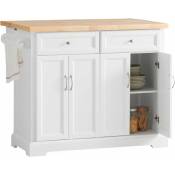 Extendable Kitchen Trolley Island Storage Cupboard White FKW71-WN+Free Kitchen Hanging Shelf FRG150-W - White - Sobuy