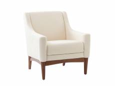 Fauteuil confortable avec coussin amovible pour salon chambre traditionnel fauteuil canapé simple avec pieds en bois, blanc