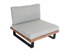 Fauteuil lounge hwc-h54, fauteuil de jardin, spun poly acacia bois certifié mvg aluminium ~ marron clair, rembourrage gris clair