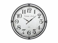 Horloge en métal coloris noir - d. 74 x ep. 6 cm -pegane-