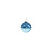 Iperbriko - Boule de Noël en verre bleu jewel Boule