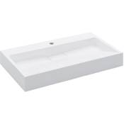 Lavabo salle de bain 80 cm fonte minérale/marbre blanc