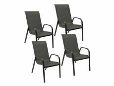Lot de 4 chaises marbella en textilène gris - aluminium noir