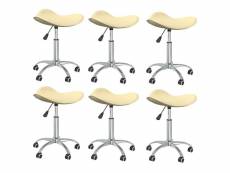 Lot de chaises pivotantes de salle à manger 6 pcs crème similicuir - crème - 44 x 44 x 57 cm