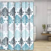 Norcks - Rideau de douche décoratif en polyester imperméable avec 12 crochets résistant à la moisissure, lavable en machine, 180 cm x 180 cm - Bleu