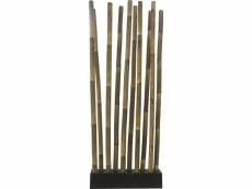 Paravent avec socle + 10 tiges de bambou patiné noir