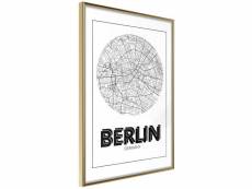 Paris prix - affiche murale encadrée "city map berlin round" 20 x 30 cm or