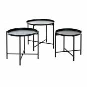 Pegane - Lot de 3 tables coloris noir en métal