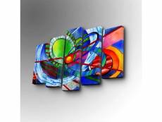 Pentaptyque atos motif abstrait multicolore