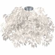 Plafonnier feuilles éclairage plafonnier de salon au design fleuri, blanc chromé, rond, 3x E14, DxH 70x73 cm