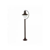Poteau de jardin extérieur station 1 ampoule brun rustique avec verre transparent - Marron