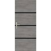 Pro Kit de rénovation pour porte intérieure reno'porte Décor gris agate 890512 - 4 feuilles de placage 85 x 50 cm & 3 profils noirs 85 x 2 cm