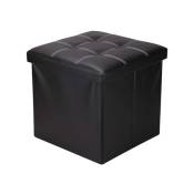 Rebecca Mobili Pouf Cube Noir, Tabouret Repose-Pieds, Banc de Chambre, Simili Cuir – Dimensions: 30 x 30 x 30 cm (HxLxL) - Art. RE4257