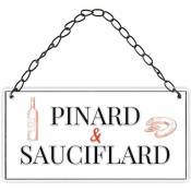 Retro - Plaque à suspendre relief - Pinard et sauciflard 20 cm