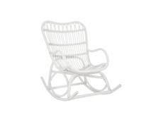 Rocking chair rotin blanc - ricky - l 110 x l 66 x h 93 cm - neuf