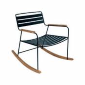 Rocking chair Surprising / Métal & teck - Fermob bleu