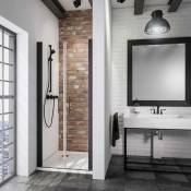 Schulte - Portes de douche battantes, verre 5 mm transparent anticalcaire, style atelier industriel, profilé noir 80 x 192 cm