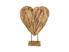 Sculpture coeur en bois (l) - naturel 56*15*80