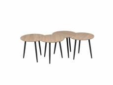 Set de petites tables bois - liv - l 55 x l 55 x h 45 cm - neuf