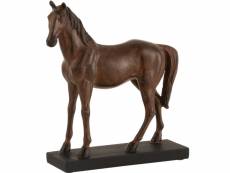 Statue cheval en résine marron