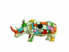 Statue rhinocéros avec carreaux multicolore h24 cm