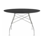 Table à manger ronde effet marbre noir et chromé 118 cm Glossy - Kartell