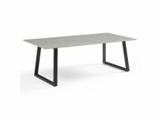Table basse 120x60 cm céramique gris marbré pieds