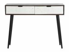 Table console en bois de manguier et métal blanc -