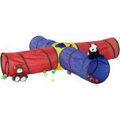 Tente de jeu Tunnel xxl set de 3 pièces tunnel enfant rampant chenille Pop Up extérieur intérieur, coloré - Relaxdays