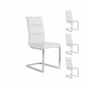 Tousmesmeubles Quatuor de chaises Eco-cuir Blanc -
